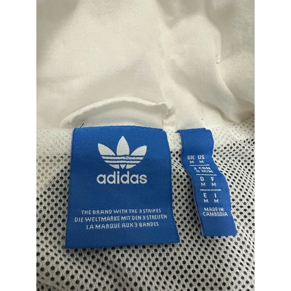 Adidas Windbreaker Jacket Men’s Size M Half Zip Pullover White Adidas Equipment